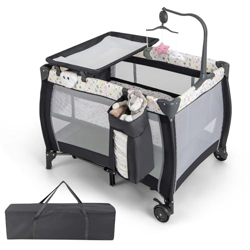 Folding Baby Bassinet and Activity Playpen with Changing Table
