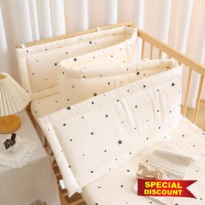 Breathable Cot Bumper and Toddler Bed Guard Set - Soft Padded Side Protectors for Baby Cot Bed