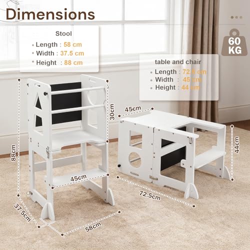 Montessori Kitchen Helper for Kids 45x35x88cm (White)