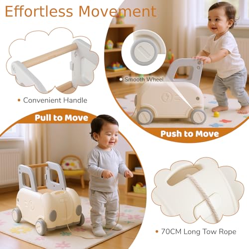 2-in-1 Baby Learning Walker with Tow Rope
