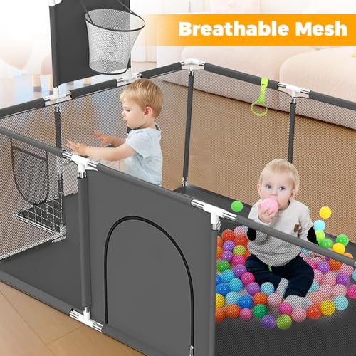 182×122cm Durable Play Pen with Visible Breathable Mesh