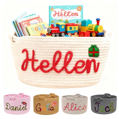 Custom Gift Basket with Name - Festive Storage Organizer for Holiday Decor & Seasonal Gifts