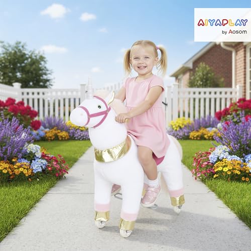 Plush Kids Rocking Horse with Wheels