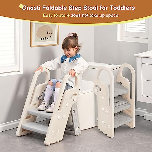Foldable Kids Step Stool with Handrails