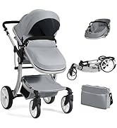 GYMAX Baby Stroller, Foldable Toddler Pushchair with Adjustable Backrest/Canopy/Handle and Storag...