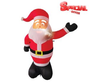 SanTek Claus Inflatable Talking Animated 7 Foot Santa Claus with Built in Projector & Speaker Plug'n Play for Outdoor Use