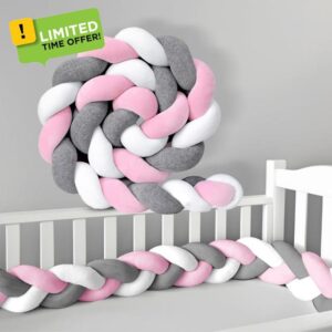 RZYW Braided Pillows Knotted Soft Anti-Fall Bed Guard Rail Surrounds Cushions Knotted Mat Cuddle Cushion All Round Braided Protector for Room Bed