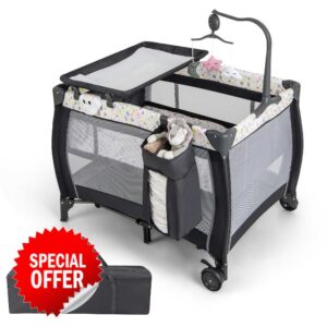 COSTWAY 3 in 1 Portable Travel Cot