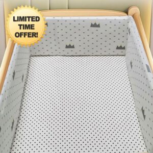 RZYW Headboard Padded Breathable Cot Bumper Bed Rail for Baby Breathable Crib Cot Protector Bumper All Round Bed Side Rails for Children