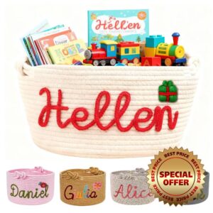 Personalised Kids Woven Storage Basket with Name
