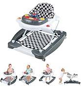 GYMAX Baby Walker, 6 in 1 Foldable Toddler Push Along Walker with Wheels, Music Tray, Lights and ...