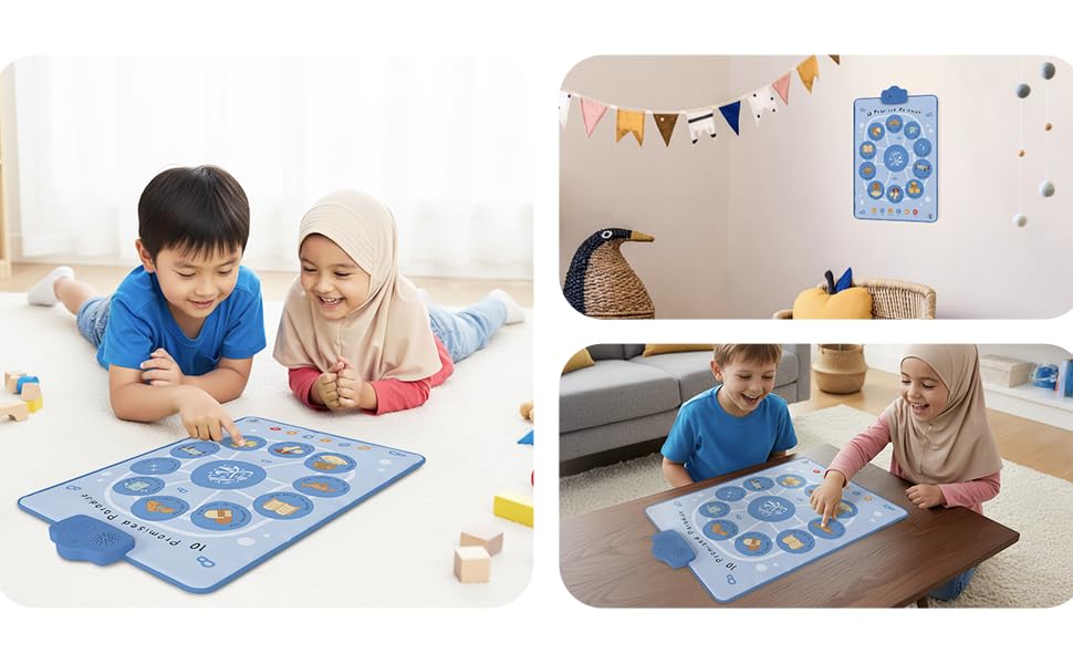 Text reads 'Touch Sensitive Technology'. Technical diagram showing blue components and yellow arrows indicating movement or interaction patterns.