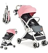 GYMAX Baby Stroller, Foldable Toddler Pushchair with Rain Cover, Mosquito Net, Storage Bag, Adjus...