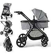 GYMAX Double Seat Stroller with Adjustable Push Handle and Foot Rest, Detachable Canopy, Foldable...