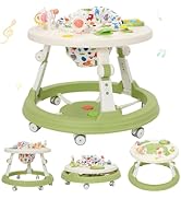 5 in 1 Baby Walker Ride On Toddler Walkers Steam Train with Spray Mist Music Walker Toy with 10 E...