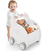 GYMAX Baby Push Walker, 2-in-1 Baby Learning Walker with Large Toy Storage Chest and Wheels, Baby...