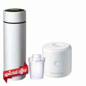 Nuby Rapid Cool & Sterilise Portable Bottle Making Kit – Includes RapidCool & RapidSterilise - Formula Feed in 2 Minutes | UV Steriliser | Kills 99.9% of Bacteria in 1 Minute (White)