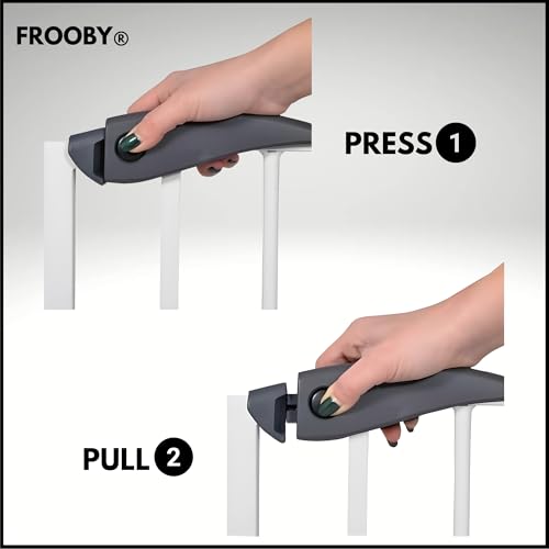 One Handed Opening to Both Sides Double Lock System Dog Gate Pets Doorways (Black)