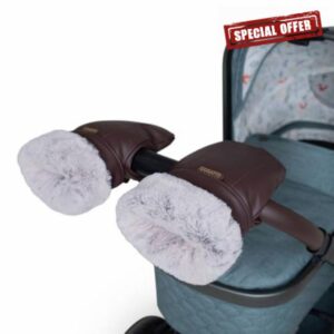 Cosatto Heated Pram Hand Muff Rechargeable Pushchair Stroller Glove Showerproof Leatherette (Brown)