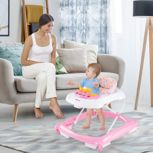Foldable Toddler Push Along Walker with 3 Adjustable Heights