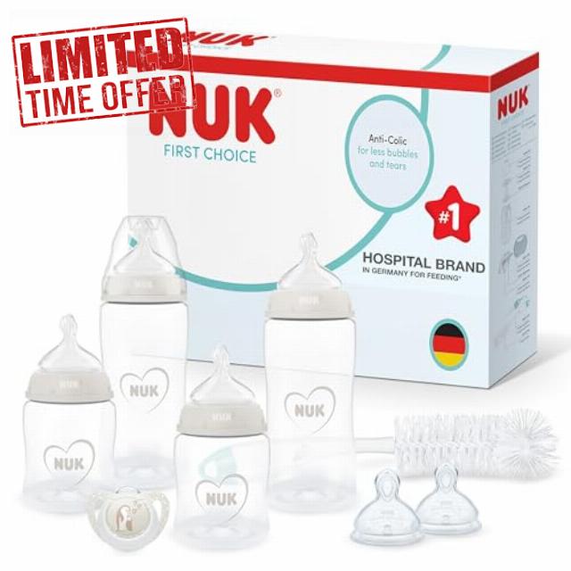 NUK First Choice Perfect Start Baby Bottles Set | 0-6 Months | 4 x Anti Colic Feeding Bottles (150ml