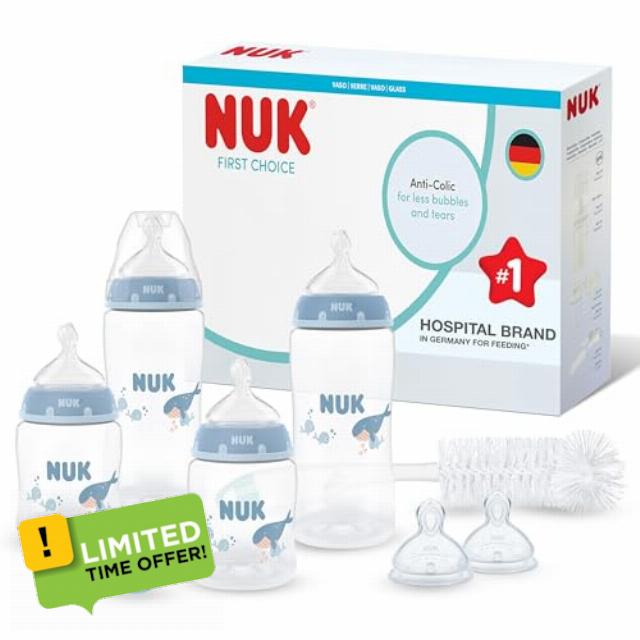 NUK First Choice Perfect Start Baby Bottles Set | 0-6 Months | 4 x Anti Colic Feeding Bottles (150ml