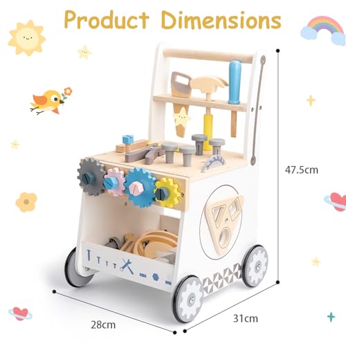 8-in-1 Wooden Pram Toy for 6–12 Months