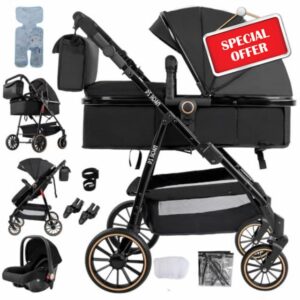 3 in 1 Baby Travel System(Newborn to 3 Years Baby Pushchair)–High-View Pram