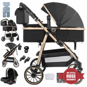 3 in 1 Baby Travel System(Newborn to 3 Years Baby Pushchair)–High-View Pram