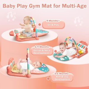 Baby Activity Mat with Detachable Piano Panel and Hanging Rattles Toy