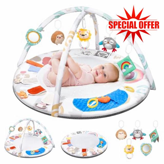 Baby Play Gym & Activity Mat | Activity Playmat with 5 Hanging Toys | Sensory Playmat for Newborns to 0-36 Months