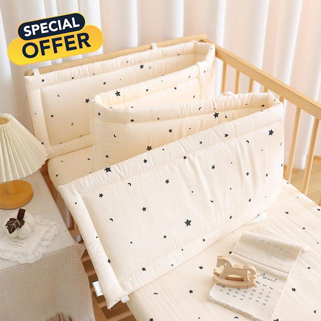 Breathable Cot Bumper and Toddler Bed Guard Set - Soft Padded Side Protectors for Baby Cot Bed