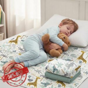 Yoofoss Waterproof Potty Training Bed Pads 2 Pack Washable Bed Wetting Sheets for Kids Soft Toddler Bedwetting Mattress Protector Non-Slip 75x90 cm for Cot & Single Bed