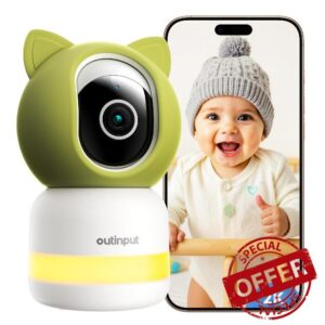 Outinput 2K 4MP Smart Baby Monitor - 355° PTZ WiFi Baby Monitor with Camera and Night Vision