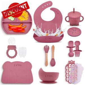 LYMS Baby Weaning Set 14pcs – Silicone Baby Feeding Set with Suction Plate