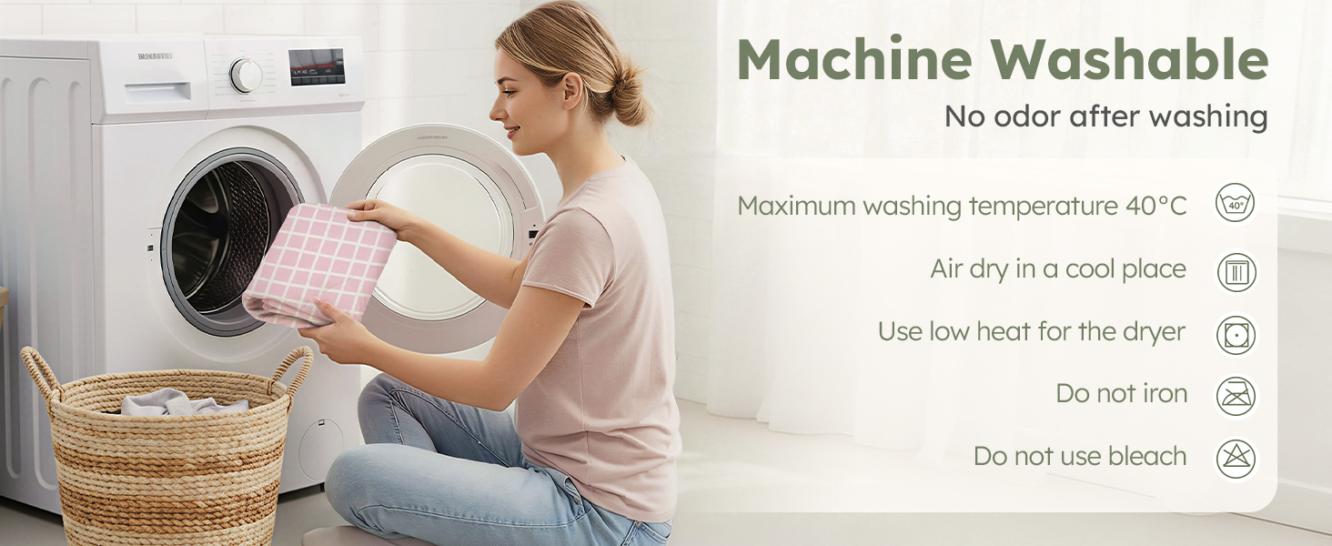 Text reads 'Waterproof Potty Training Bed Pads'. Collection of images showing white absorbent pads with waterproof backing, displayed with water resistance demonstration and various patterns.