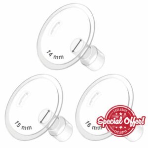 Maymom MyFit Flanges Classic/Conical Shape Goldie Pack 14 15 16 mm Compatible with Medela Breast Pumps and Wide Base and Narrow Base Connectors