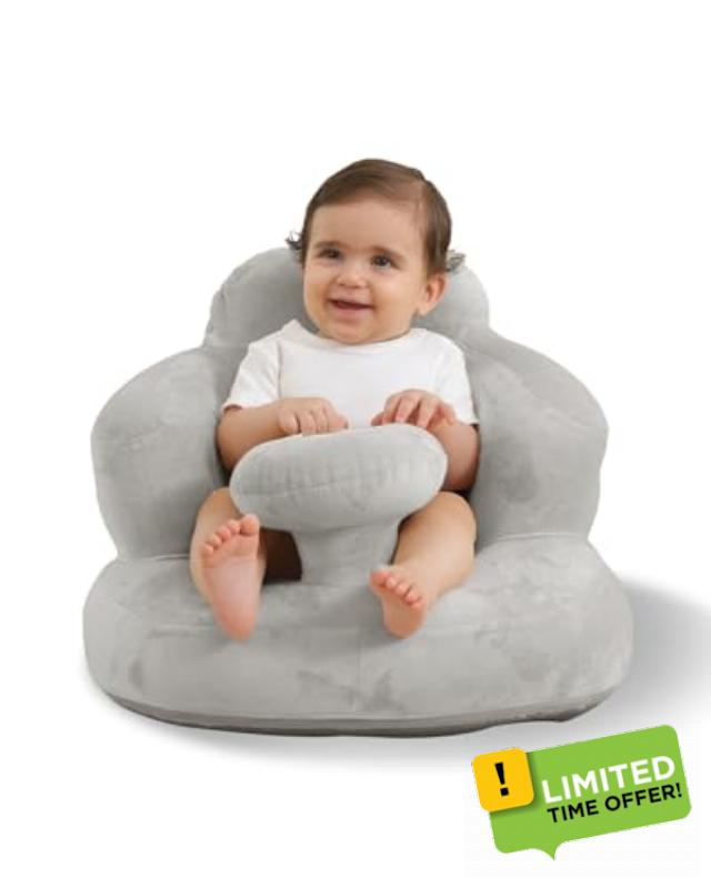 Velvet-Covered Inflatable Baby Seat with Built-in Pump | A Supportive Bumbo Seat for Babies 3-36 Months | The Baby Chair Perfect for Learning to Sit