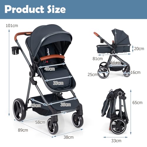 Aluminum Structure Stroller for 0-36 Months (Dark Blue)