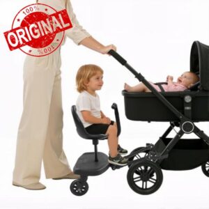 Baby Kiddy Board Universal Buggy Footboard 110 lbs Capacity Ride-On Board with Removable Seat & 360° Swivel Wheels Adjustable Standing Platform for Kids 2-6 Years