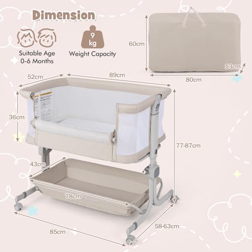 Newborn Bedside Sleeper for Birth to 9kg (Beige)
