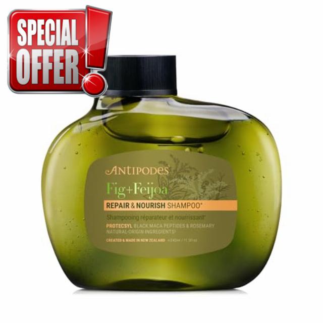Antipodes Fig & Feijoa Repair & Nourish Shampoo | Natural Silicone-Free Shampoo with PROTECSYL Peptides