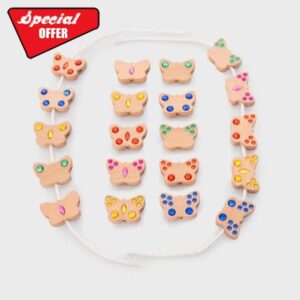 ickit Butterfly Lacing Jewels – FSC® Wooden Number Threading Cards – Fine Motor Counting Toy with Jewels and Laces for Early Maths and Creative Play