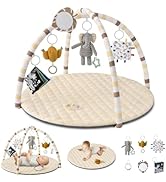 Blissful Diary Baby Play Gym Mat, Tummy Time Activity Mat with 6 Detachable Toys for Stage-Based ...