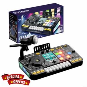 DJ Mixer Toy For Children Interactive Music Console With Lights Wireless Microphone
