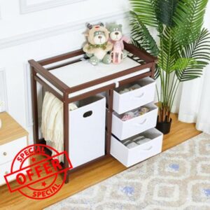 Baby Changing Table with 4 Fabric Storage Bins