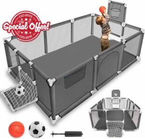 Foldable Baby Playpen Portable Travel Playpen with Visible Breathable Mesh for Babies and Toddlers 180 x 120 x 60 cm