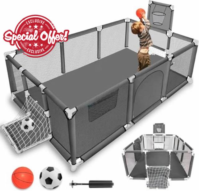 Foldable Baby Playpen Portable Travel Playpen with Visible Breathable Mesh for Babies and Toddlers 180 x 120 x 60 cm