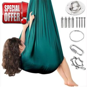 Sensory Swing Portable Adjustable Hanging Chair For Children Kids Indoor Outdoor Calming Relaxation Balance And Coordination Play Equipment(F)