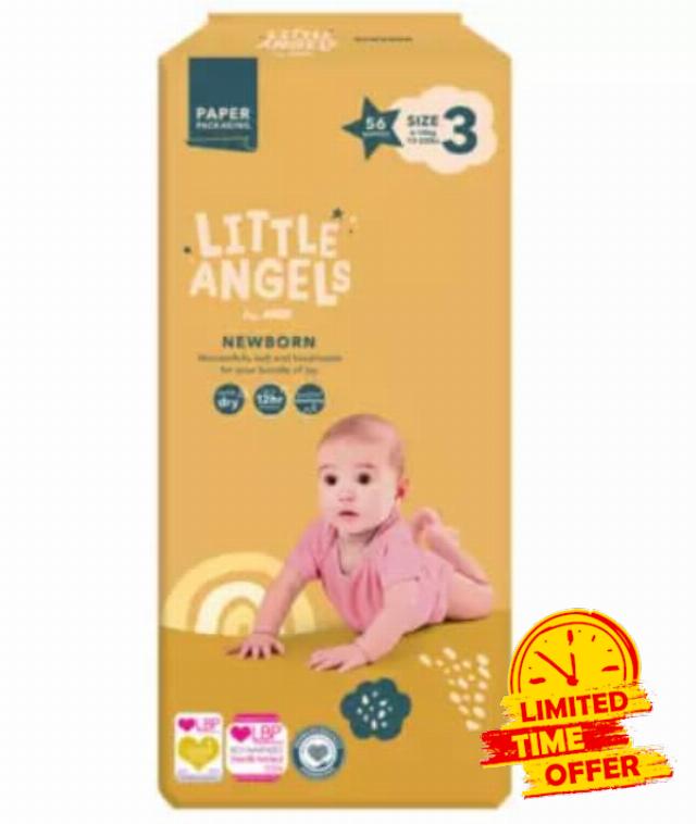 ASDA Little Angels Little Angels by Newborn Size 3 6-10kg 56 Nappies (Pack of 6)